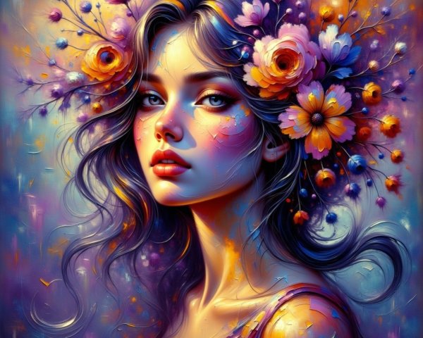 Portrait of a Young Woman with Floral Adornments