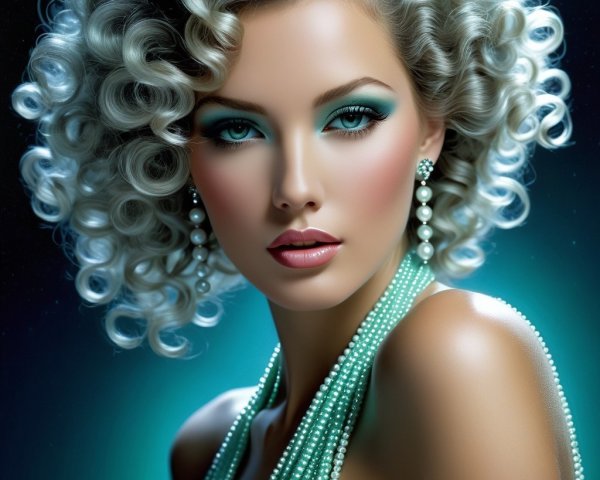 Glamorous Woman with Curly Platinum Blonde Hair