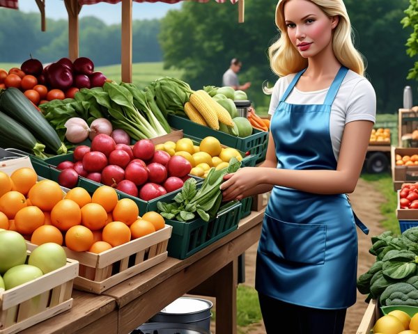 Outdoor Market Scene with Colorful Fresh Produce