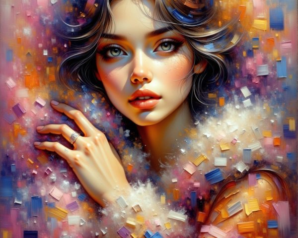 Portrait of a Young Woman with Blue Eyes and Shawl