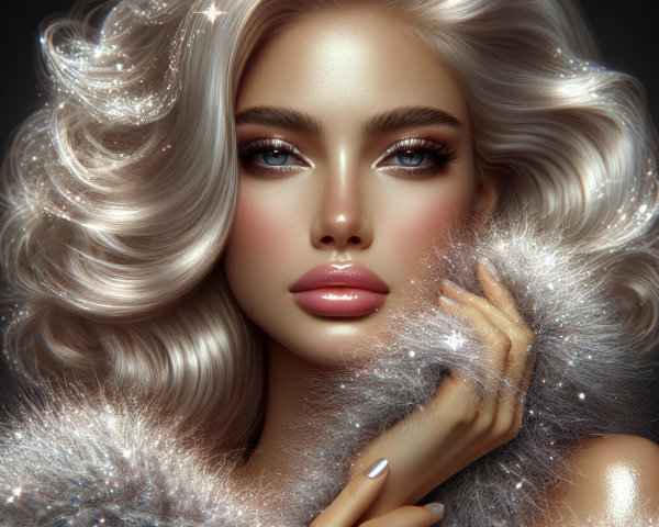 Portrait of a woman with glamorous platinum blonde hair