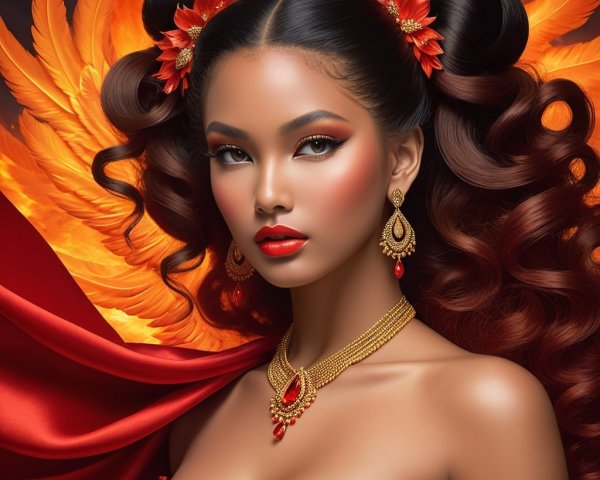 Portrait of a Confident Woman in a Red Gown