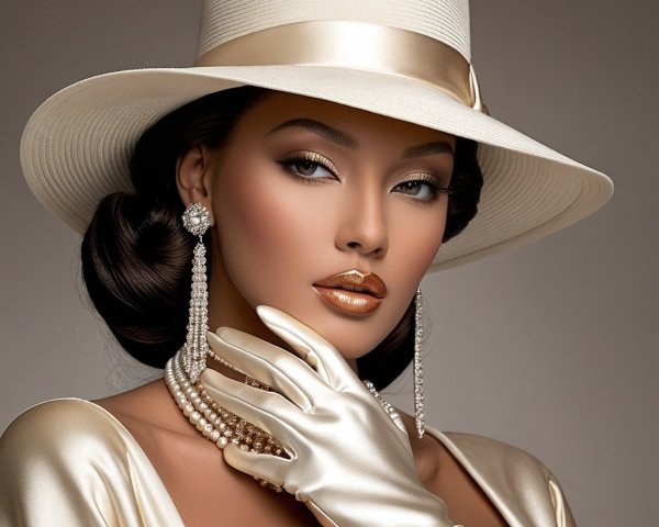 Glamorous Portrait of a Fashionable Woman in Elegance