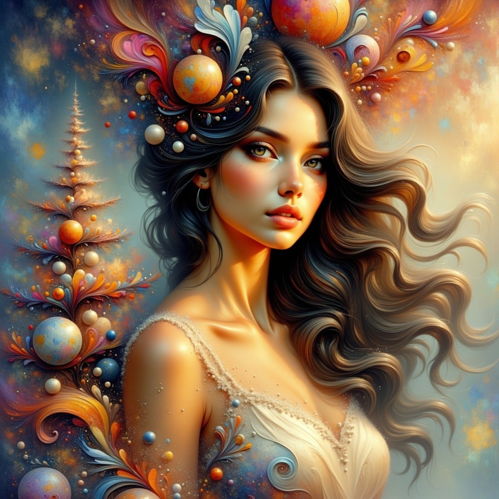 Fantasy Art Portrait of a Woman with Ornaments