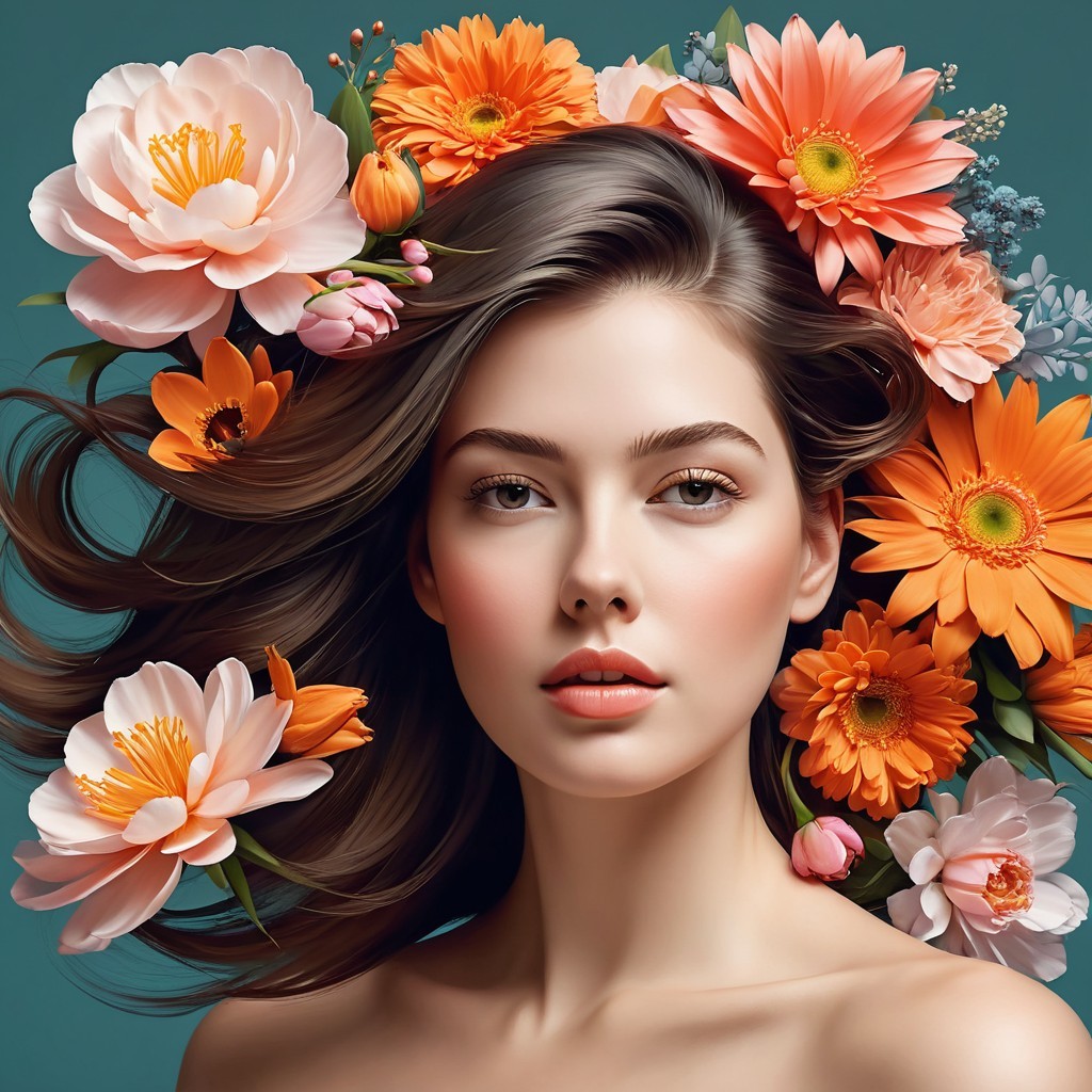 Portrait of a Young Woman with Floral Accents