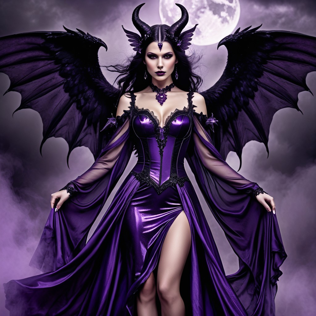 Enchanting Dark Fantasy Figure in Moonlit Setting