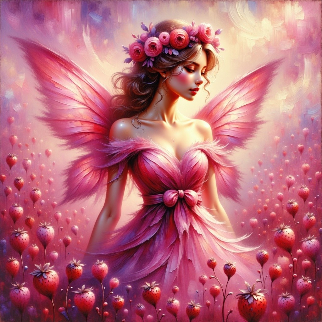 Hyperrealistic Fairy with Flower Crown and Wings