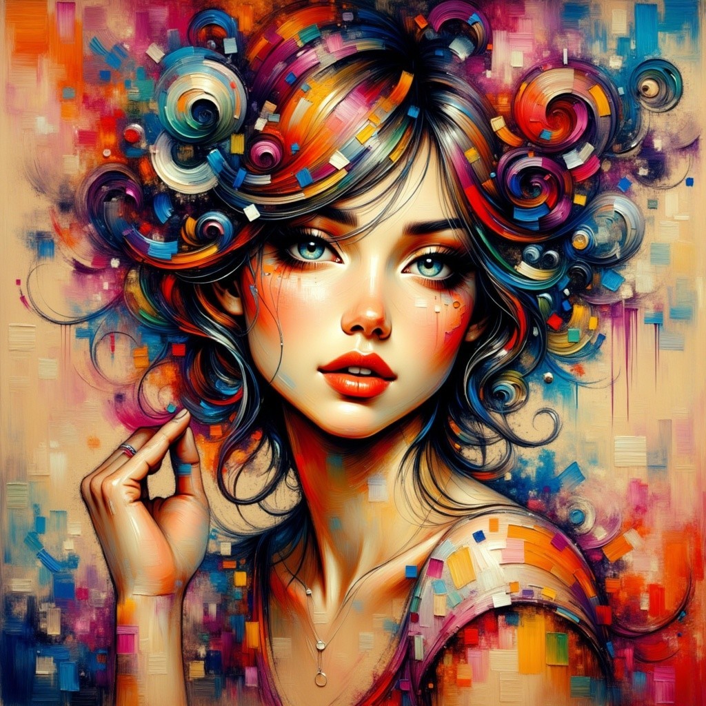 Vibrant Portrait of a Young Woman with Colorful Hair