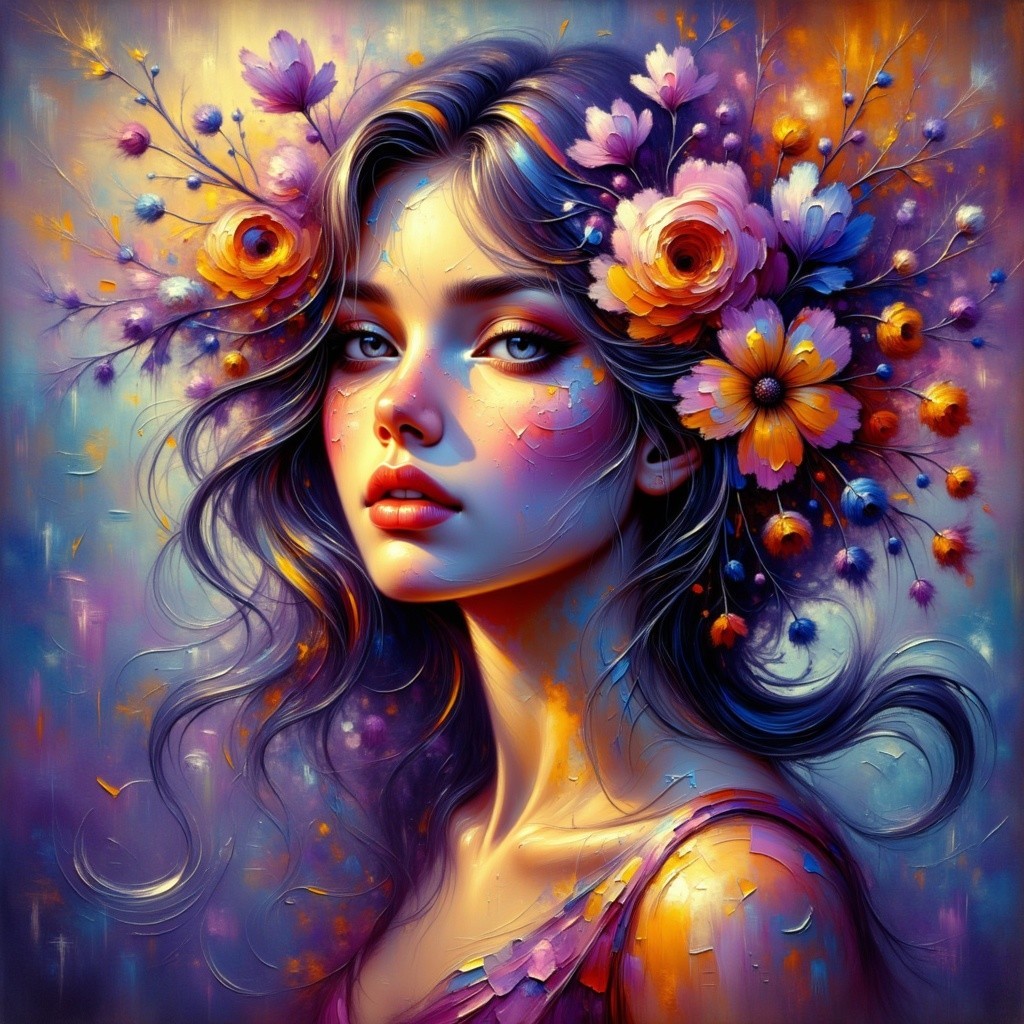 Portrait of a Young Woman with Floral Adornments