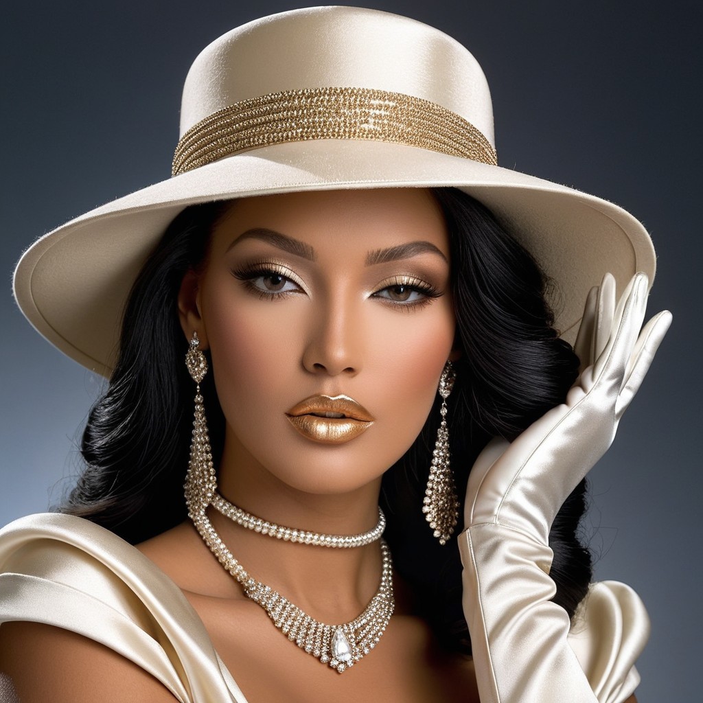Elegant Woman with Bold Gold Makeup and Accessories
