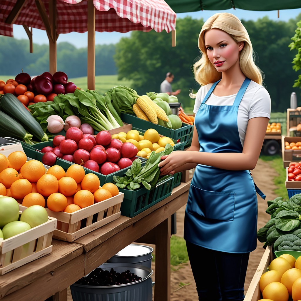 Outdoor Market Scene with Colorful Fresh Produce