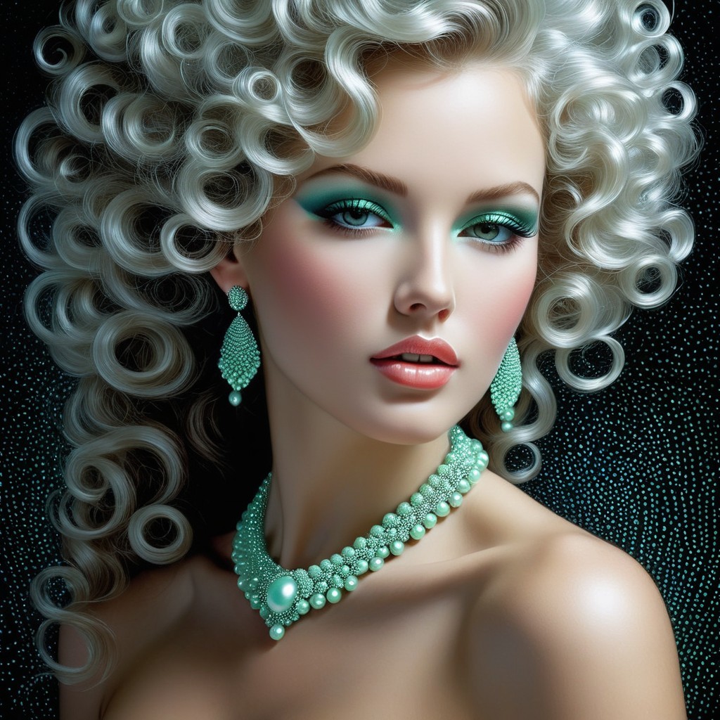 Model with Voluminous Curly Hair and Elegant Makeup