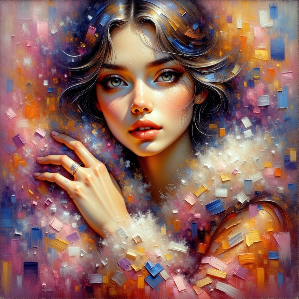 Portrait of a Young Woman with Blue Eyes and Shawl