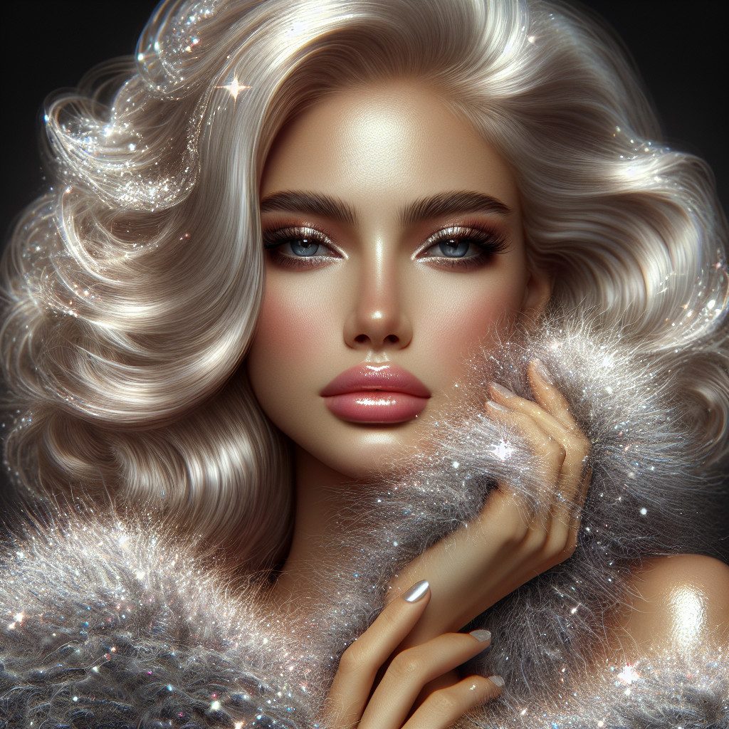 Portrait of a woman with glamorous platinum blonde hair