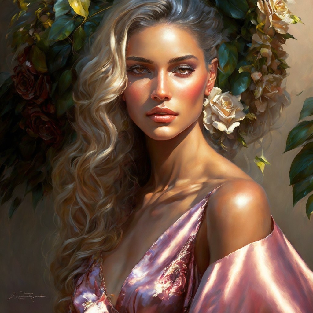 Portrait of a woman in a rose garden setting