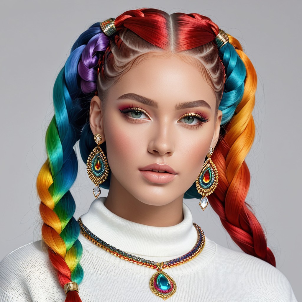 Portrait of a Young Woman with Multicolored Hair