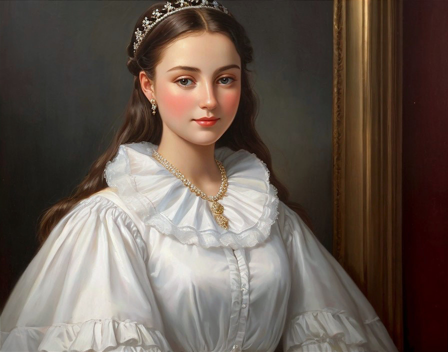 Elegant Portrait of a Young Woman in White Dress