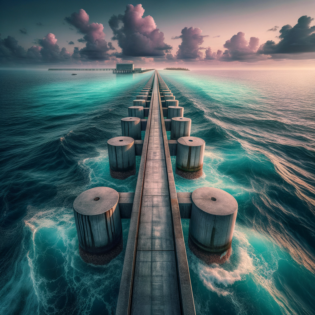Pier Overlooking Turquoise Sea at Sunset