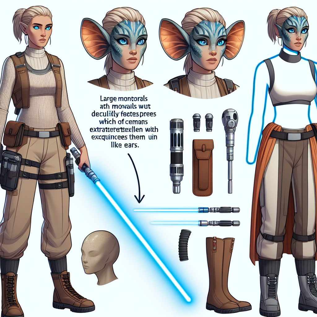 Character Design with Blue Skin and Sci-Fi Gadgets