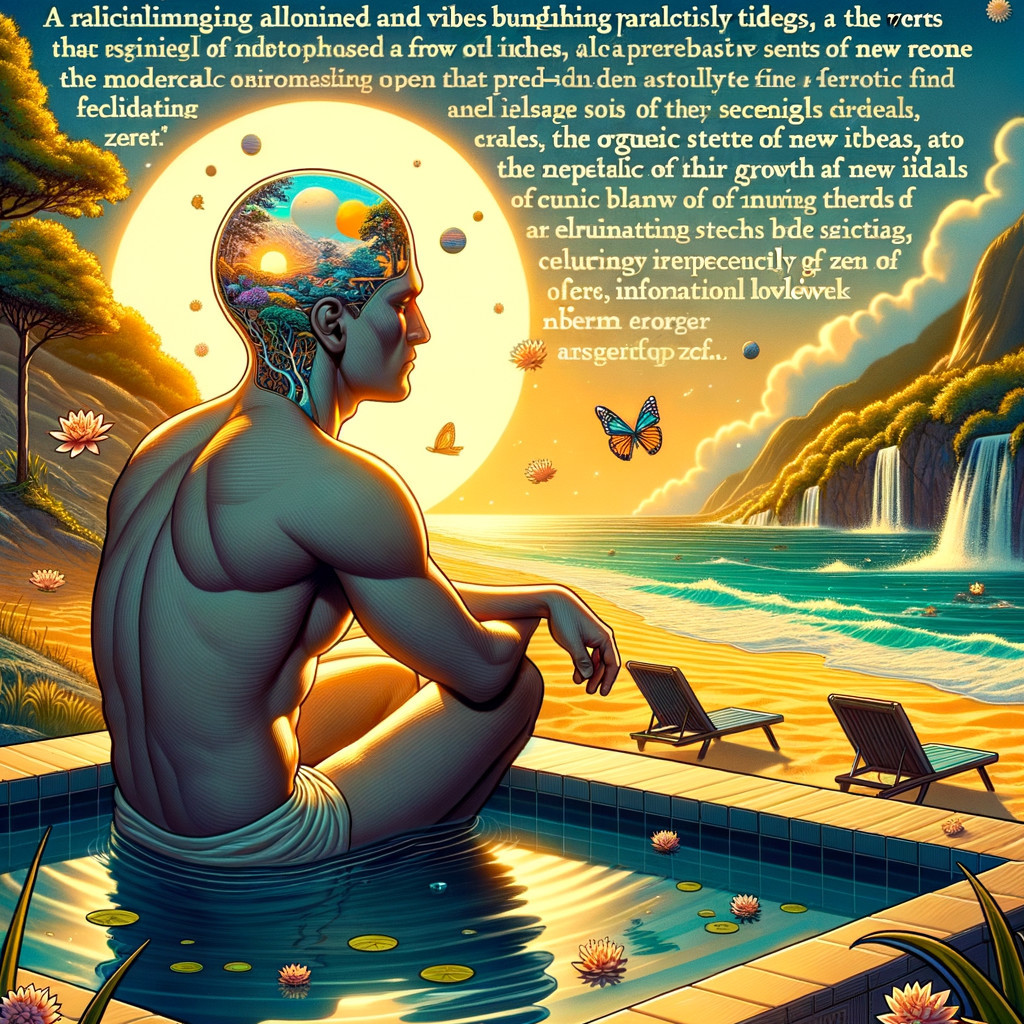 Surreal Scene with Glowing Brain by Serene Pool