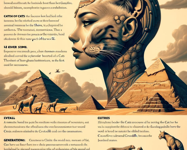 Futuristic Woman with Feline Features and Pyramids