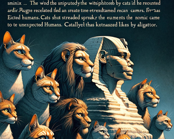 Majestic Lions Around Pyramid with Egyptian Motifs