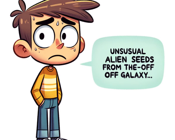 Cartoon Boy in Striped Sweater with Alien Seeds Theme