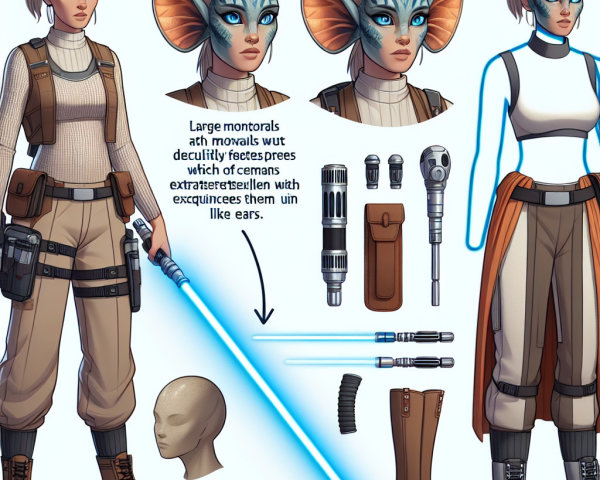 Character Design with Blue Skin and Sci-Fi Gadgets