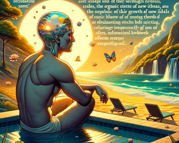 Surreal Scene with Glowing Brain by Serene Pool
