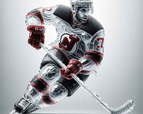 Ice Sculpture of Hockey Player in Action