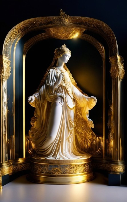 Intricately Designed Statue within Gilded Frame