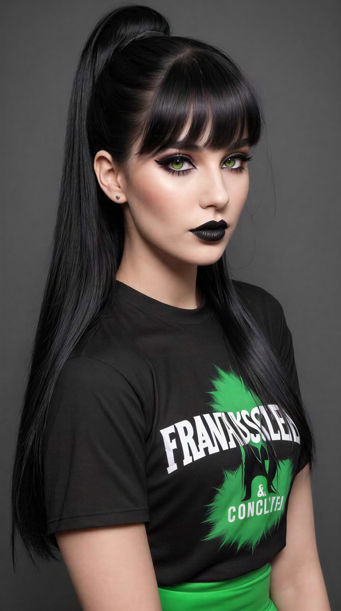 Alternative Model in Dark Gothic Style with Green Accents