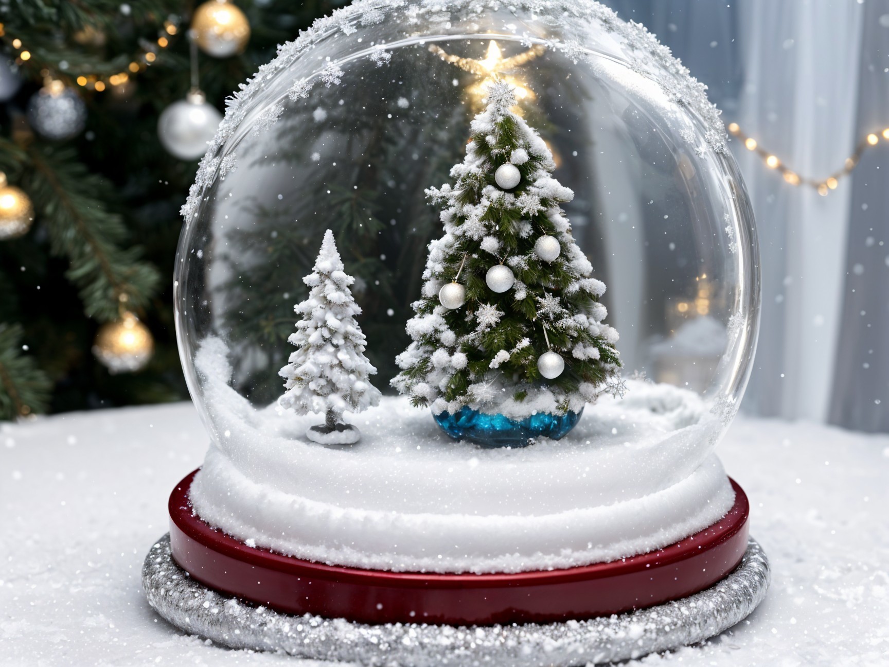 Festive Snow Globe with Christmas Tree and Snow Scene