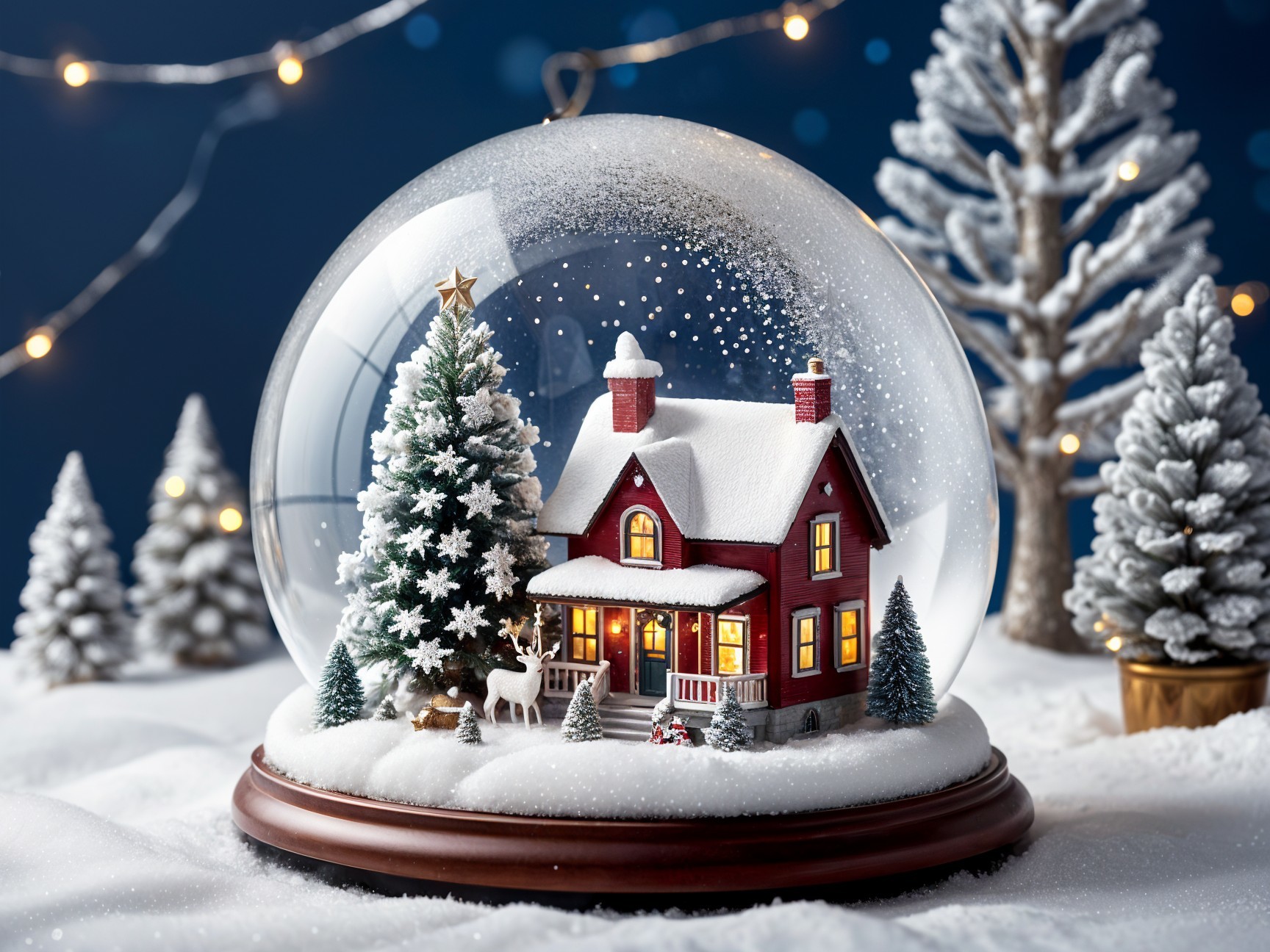 Charming Snow Globe with Cozy House and Winter Scene