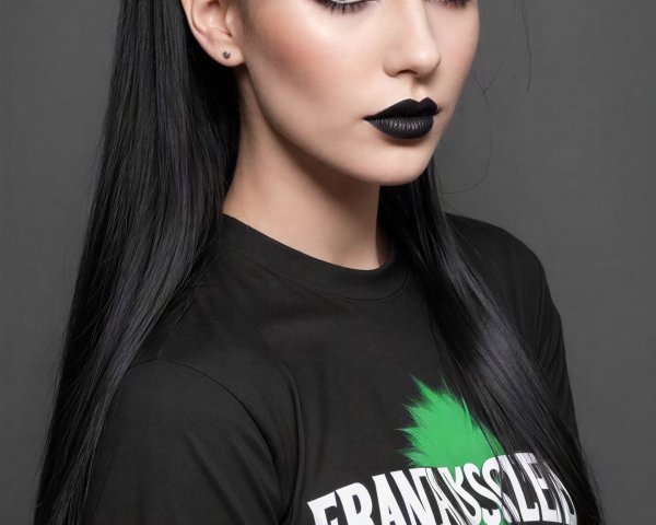 Alternative Model in Dark Gothic Style with Green Accents