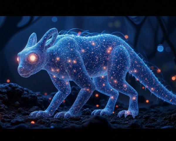 Mystical Creature in Enchanted Forest with Cosmic Glow