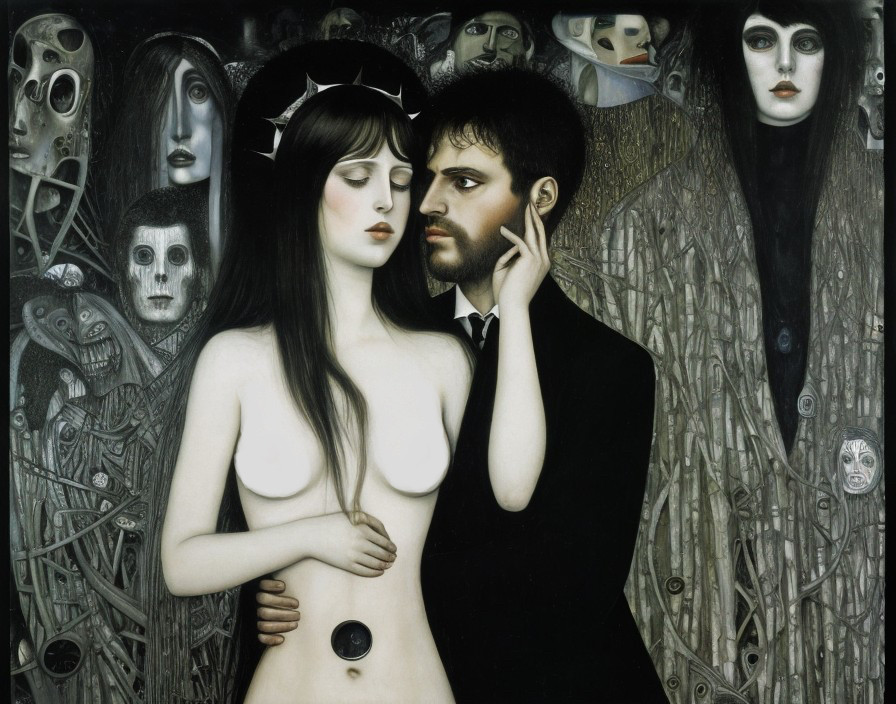 Haunting Scene in a Dark Twisted Forest Artwork