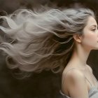 Profile of a Young Woman with Flowing Blonde Hair