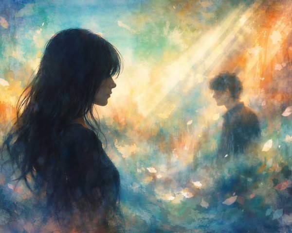 Oil Painting of a Woman and Impressionistic Background