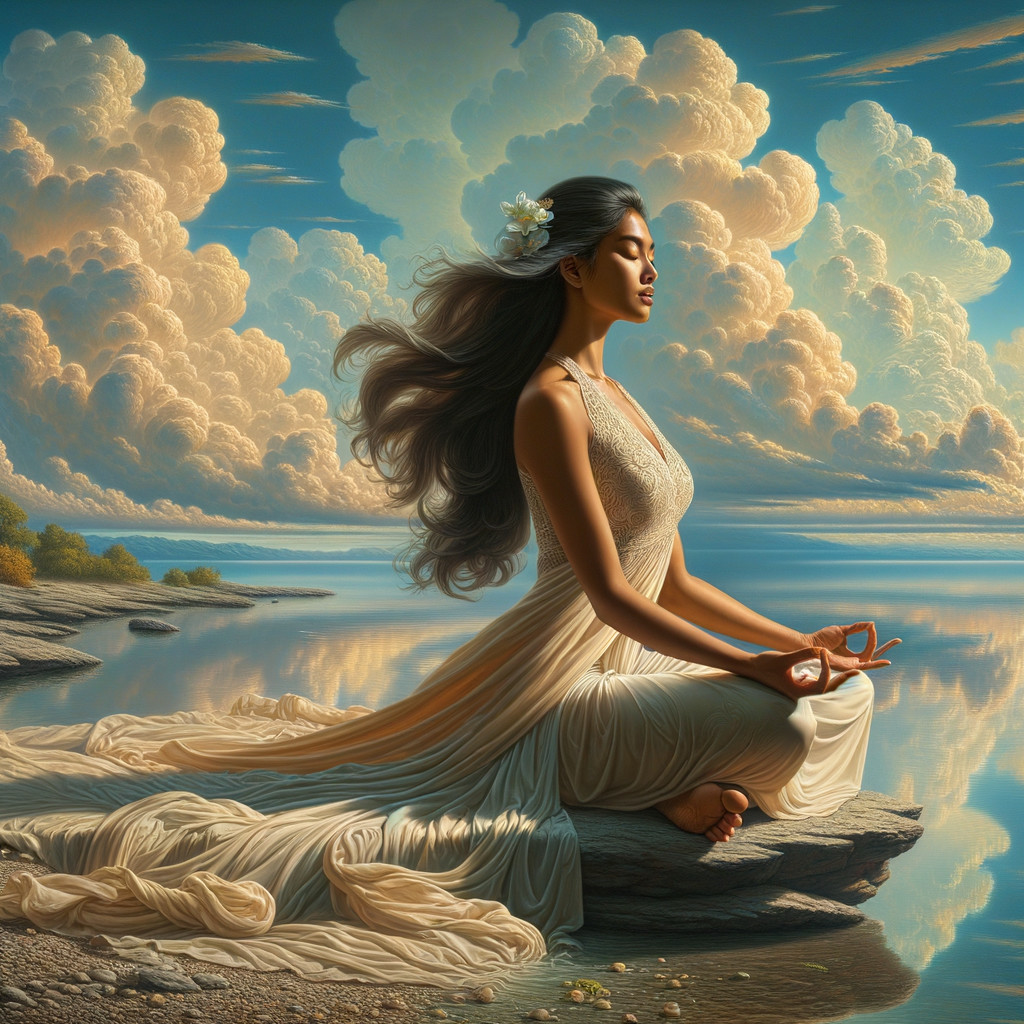 Meditative Serenity by the Tranquil Lake