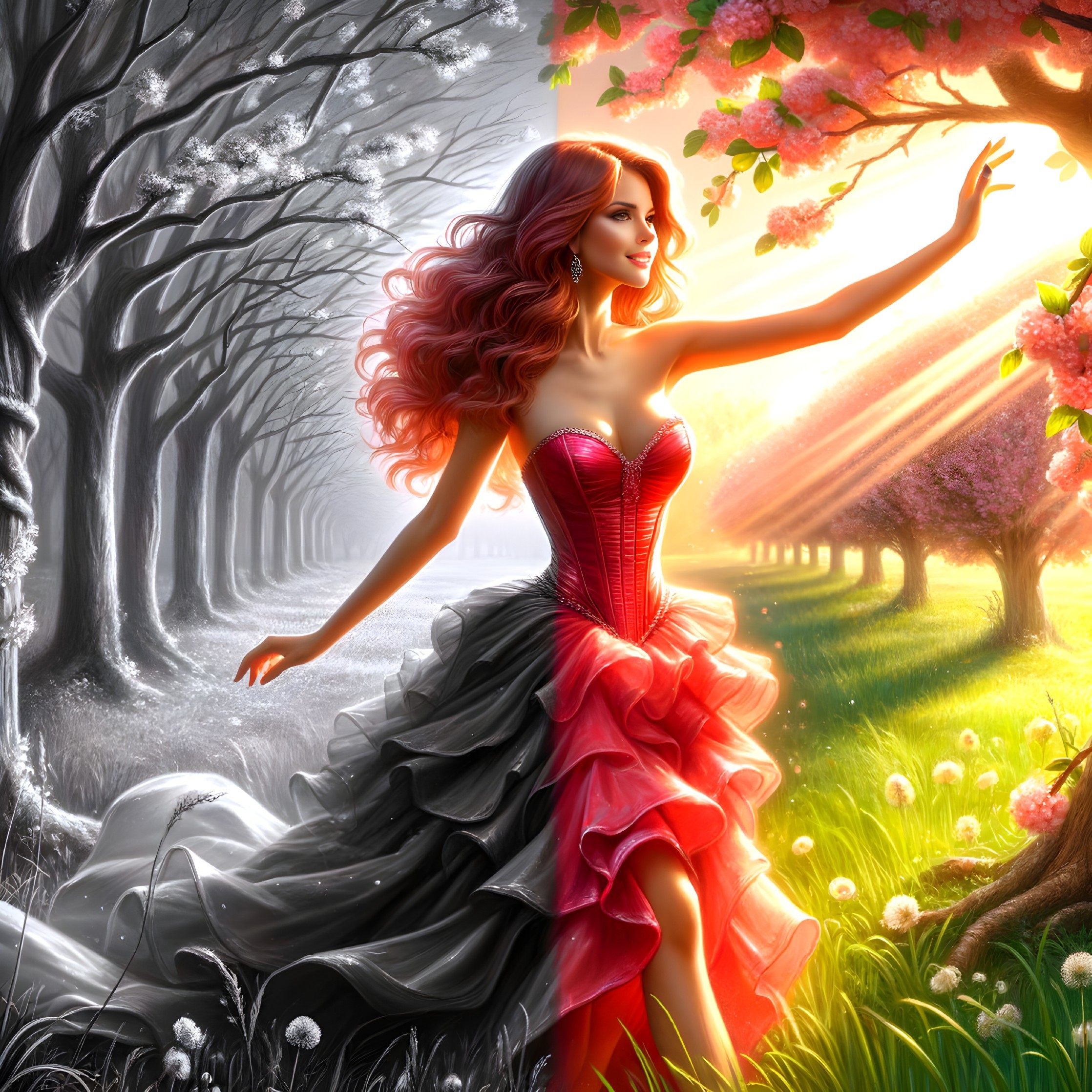 Enchanted Grove: Lady in Red