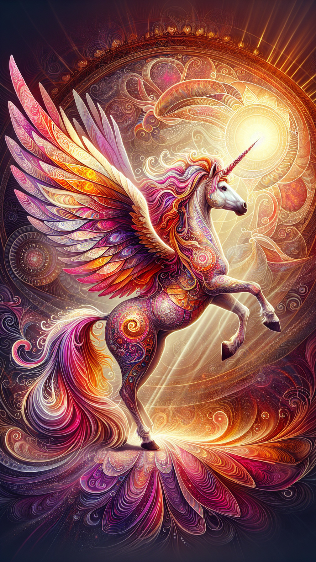Winged Unicorn in a Dreamy Colorful Atmosphere