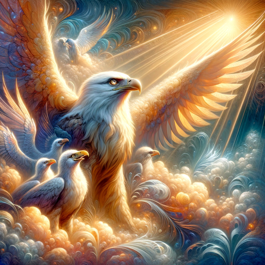 Eagle Soaring Through Colorful Sunrise Clouds