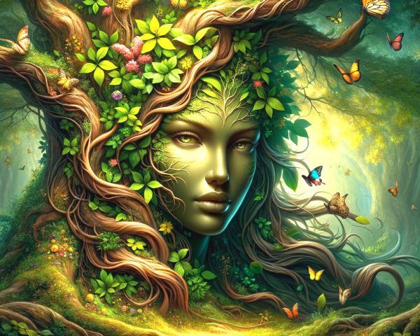 Fusion of Nature and Humanity in Artistic Portrait