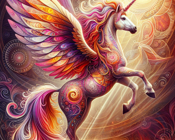 Winged Unicorn in a Dreamy Colorful Atmosphere