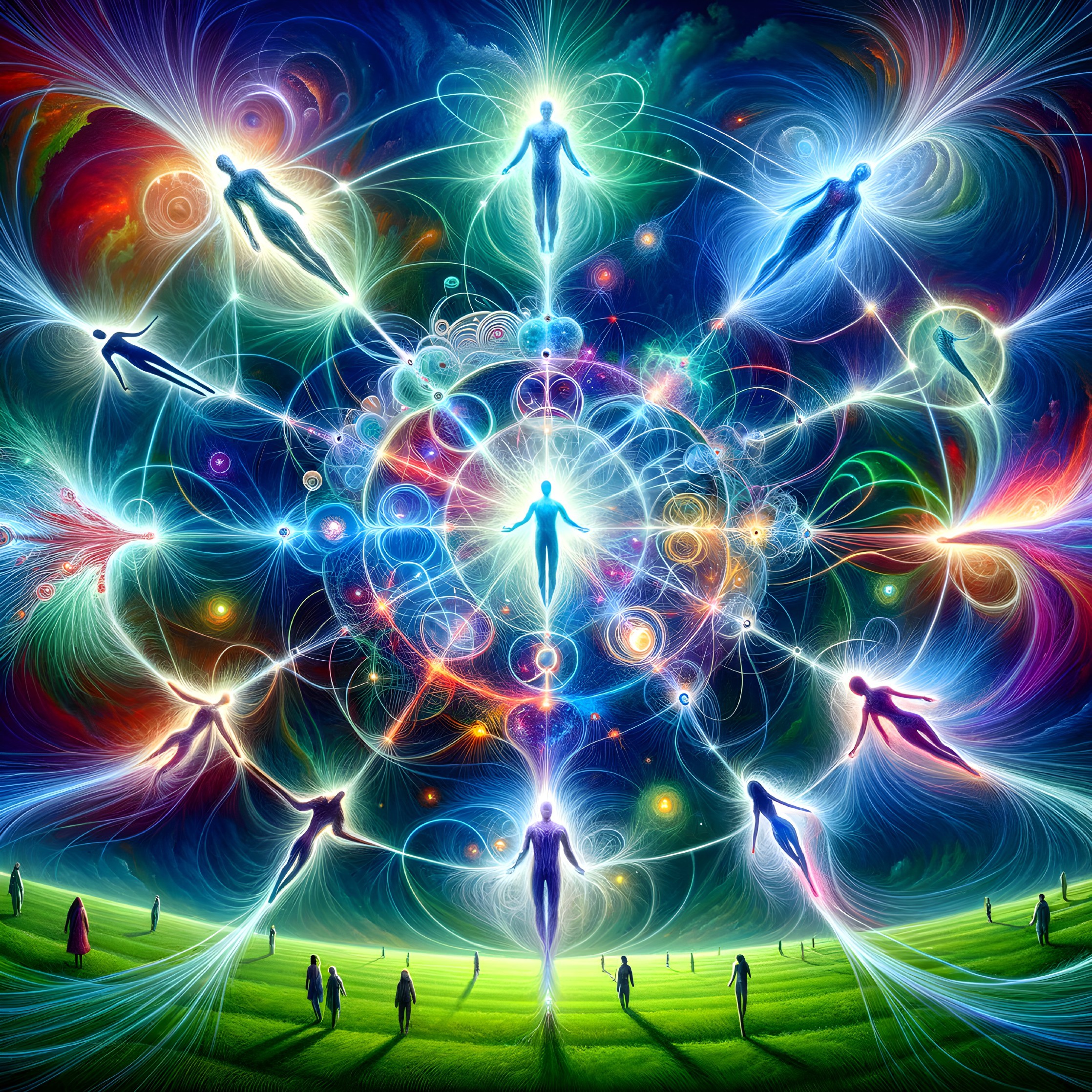 Vibrant Cosmos with Human Silhouettes and Energies