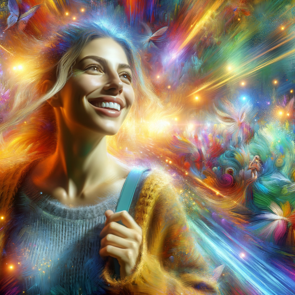 Vibrant Portrait of a Woman with Colorful Patterns