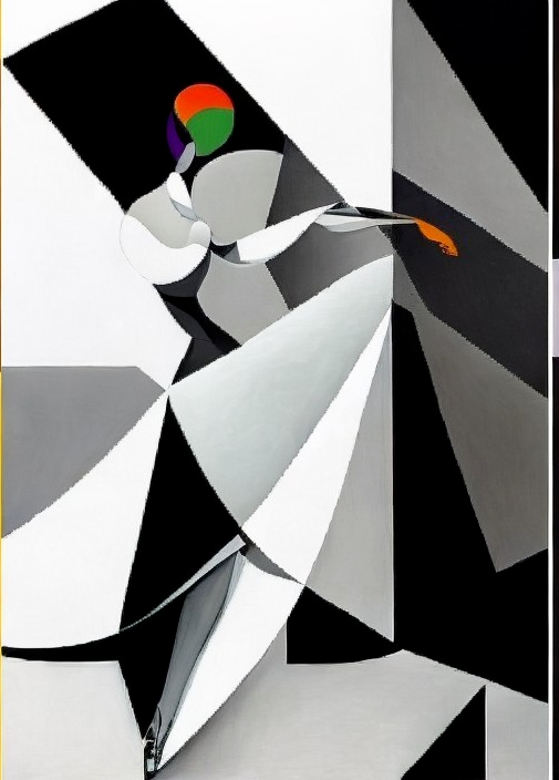 Abstract Figure in Motion with Geometric Shapes