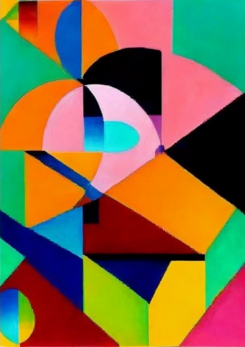Vibrant Abstract Composition with Geometric Shapes