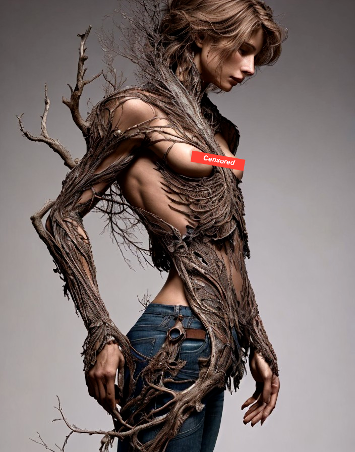 Human Form Integrated with Tree-Like Elements